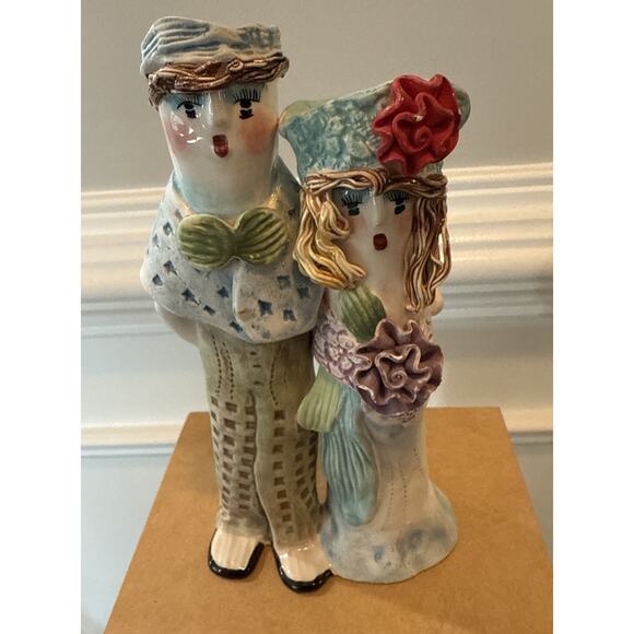 Ellen Williams Ganz Ceramic Couple Candlestick Holders Man & Woman 10” - Picture 2 of 6